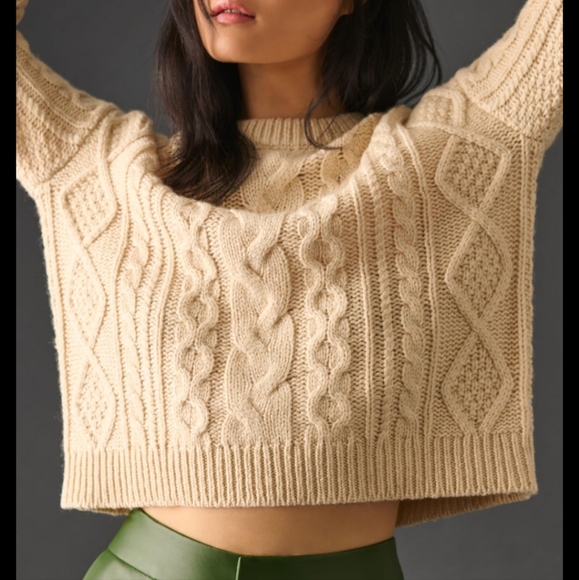 Comfy Cable Knit Sweater in Oatmeal - Picture 2 of 5
